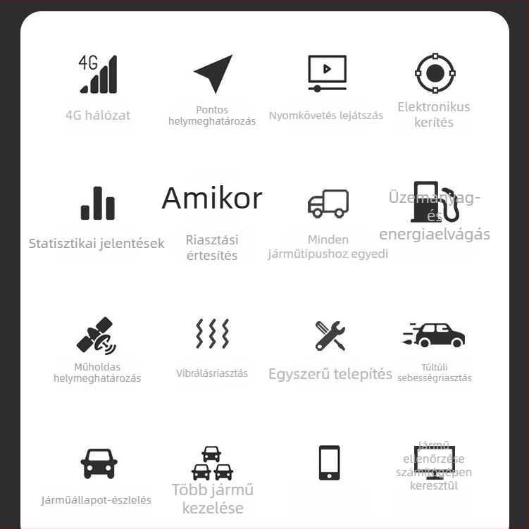 4G vezetékes GPS pozicionáló, modell J26A, GPS pontosság 5-10 m, riasztások: áramellátás kikapcsolása, SOS, mozgás, geofence, beépített GPS + GSM antenna