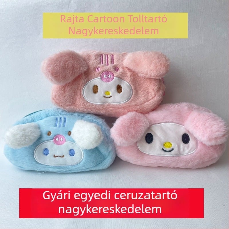 Velúr tolltartó aranyos rajzfilm mintával, koreai stílus