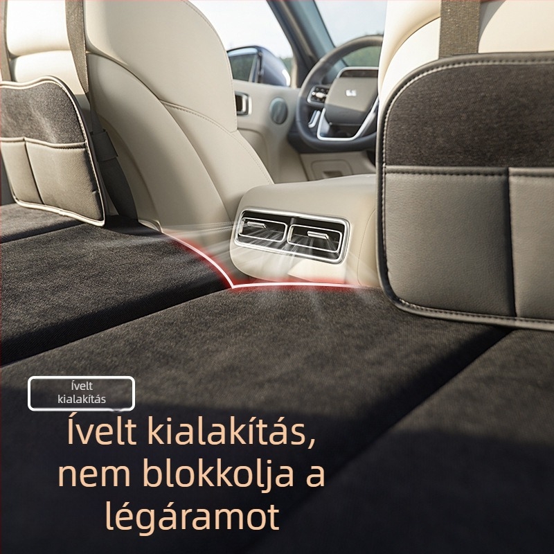 Autó hátsó üléseihez illeszkedő összecsukható hálómatrac — univerzális; PVC és Snowny velvet anyagok; 325 kg terhelhetőség; pumpa nélkül