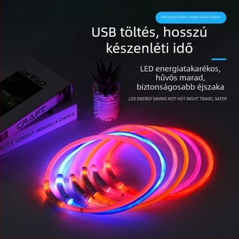 USB-töltéses LED kutyanyakörv PVC optikai szállal