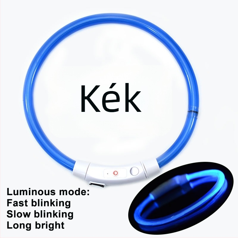 USB-töltéses LED kutyanyakörv PVC optikai szállal