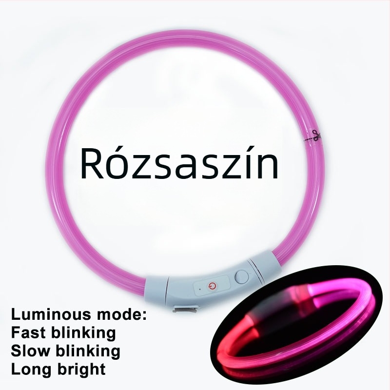USB-töltéses LED kutyanyakörv PVC optikai szállal