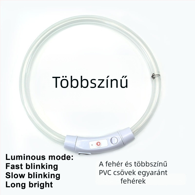 USB-töltéses LED kutyanyakörv PVC optikai szállal