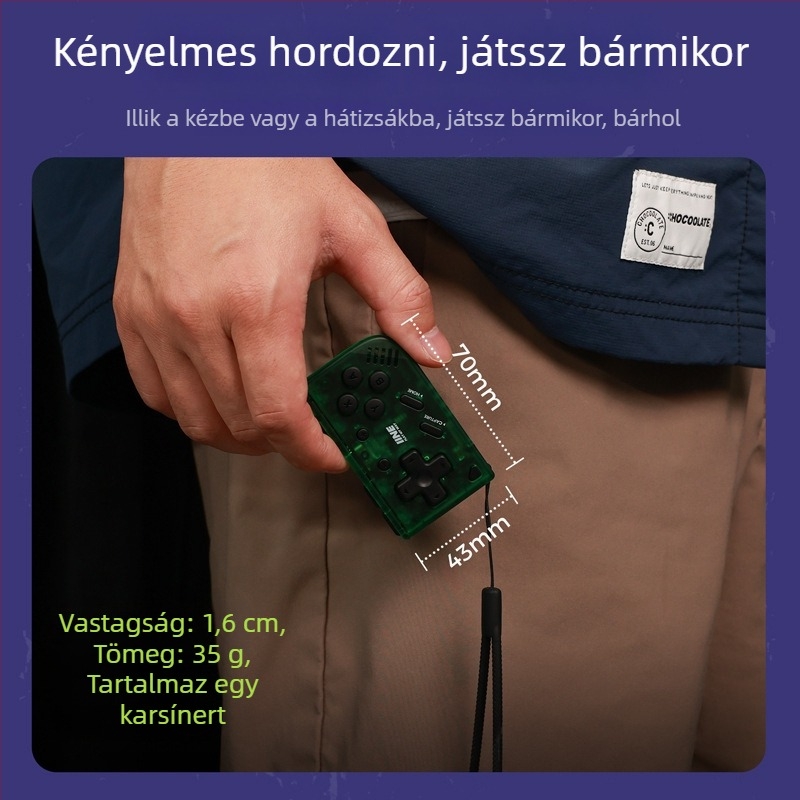 Mini vezeték nélküli játékkontroller USB-C interfésszel, 50 g, kompatibil Switch/PC/IOS, kezdő szint.