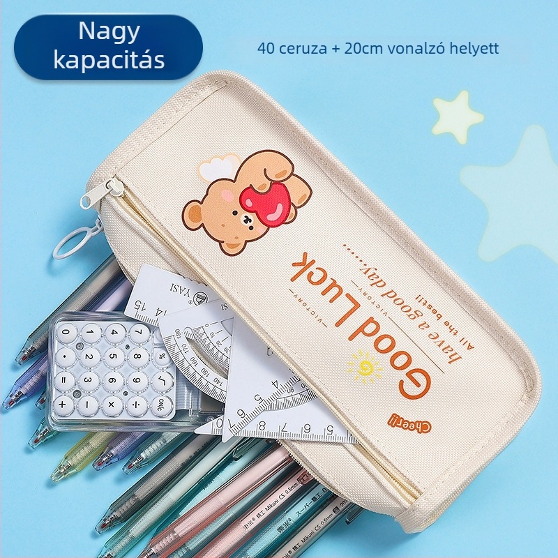 Nagy kapacitású tolltartó, Oxford anyag, koreai stílus, uniszex, luxus hatás — Golden Silk Bag Factory