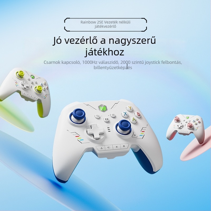 Vezeték nélküli játékkontroller PC és Android számára, Type-C, rezgés, ABS test, 400 g