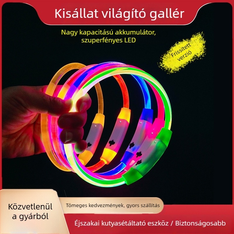 Töltőthető LED világító kutyanyakörv – kiegészítő a sétáltatáshoz