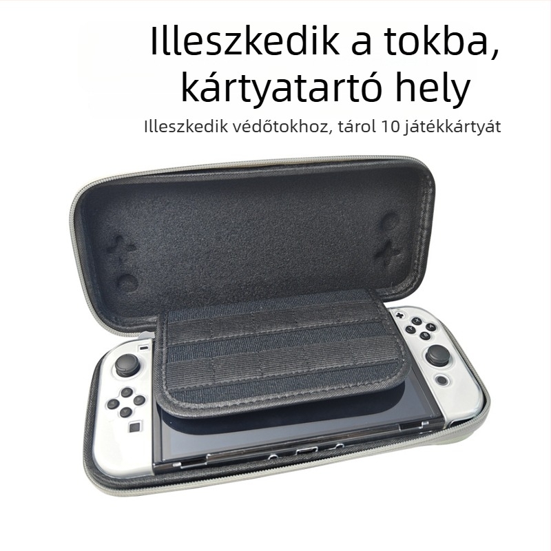 Nintendo Switch OLED tároló táska gradiens EVA merev burkolattal és Oxford anyaggal, cipzáras záródás, hordozható védőtok, 211 g
