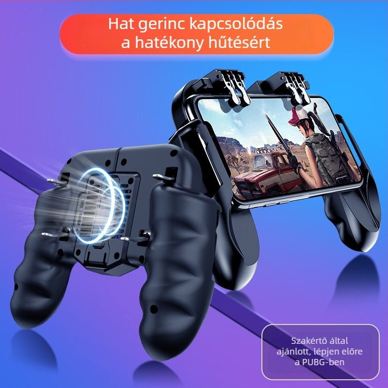 H9 hatszujjas mobil játékvezérlő integrált hűtéssel, ultra-alacsony késleltetésű célzással, vezeték nélküli csatlakozás iOS és Android számára