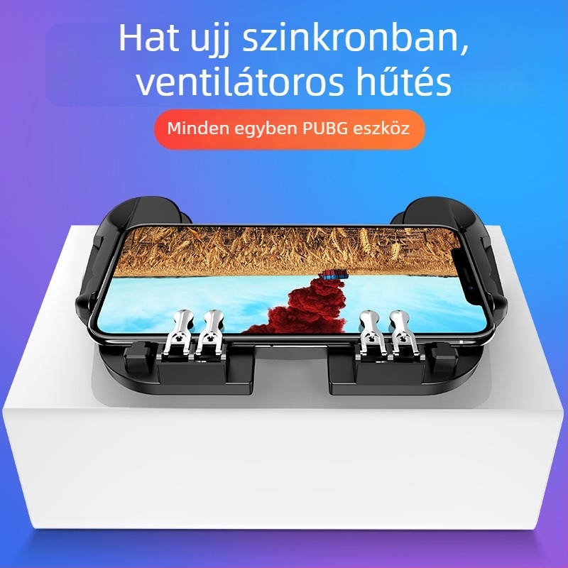 H9 hatszujjas mobil játékvezérlő integrált hűtéssel, ultra-alacsony késleltetésű célzással, vezeték nélküli csatlakozás iOS és Android számára
