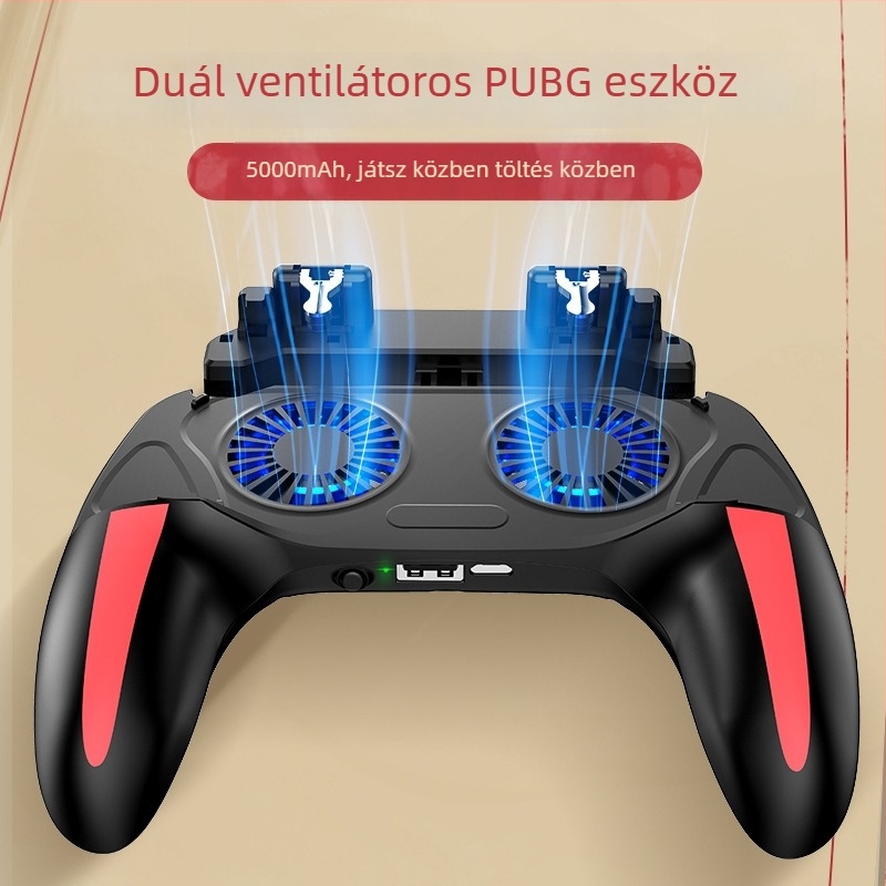 H10 dupla ventilátoros telefonhűtő markolat, újratölthető akkumulátorral, USB interfész, vezeték nélküli kapcsolat, ABS + fém konstrukció