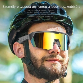 YJ006 Okos napszemüveg kerékpározáshoz és hívásokhoz, uniszex kültéri napszemüveg zenével és navigációval, UV védelem, PC keret, 130mAh akkumulátor, 72x59 kijelző, 44g tömeg