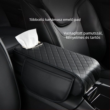 Autókarfa emelős párna tároló táskával és zsebkendő-dobozzal – 3-in-1; PVC; univerzális modell; testreszabható