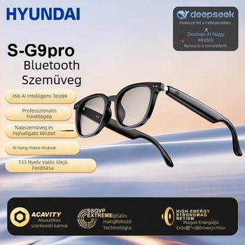 Hyundai SG-9Pro AI Fordító szemüveg Bluetooth-szal — Egyszerre tolmácsolás, AI fordítás, Bluetooth zenelejátszás, konferencia felvétel, vezeték nélküli hatótávolság >10 m