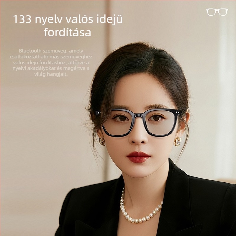 Hyundai SG-9Pro AI Fordító szemüveg Bluetooth-szal — Egyszerre tolmácsolás, AI fordítás, Bluetooth zenelejátszás, konferencia felvétel, vezeték nélküli hatótávolság >10 m