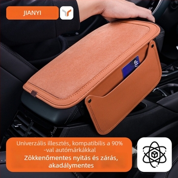 Autó kartámasztó párna hímzett suede-ből, univerzális tárolórekesszel (Anyag: Suede; Kompatibilis modellek: BYD, VW, Toyota, Geely, Wuling; 4 évszakos használat)