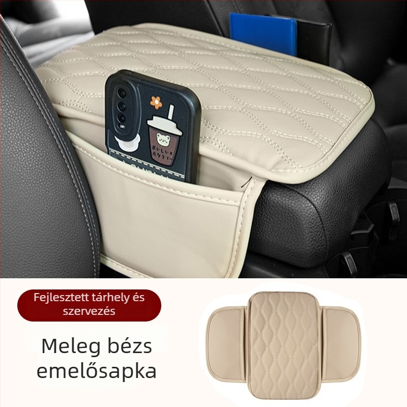 Bőr autó kartámasz doboz matrac, multifunkcionális tároló rekesszel, univerzális illeszkedés, testreszabás elérhető