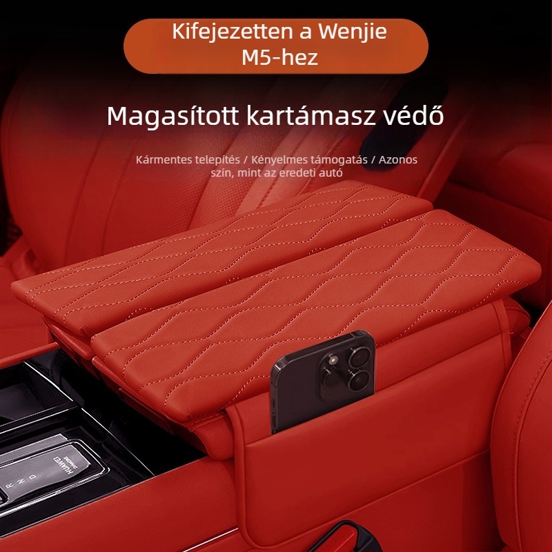 Hui Li bőr kartámasz-emelő párna Wenjie M5-höz, központi konzol dekoratív védőfedél