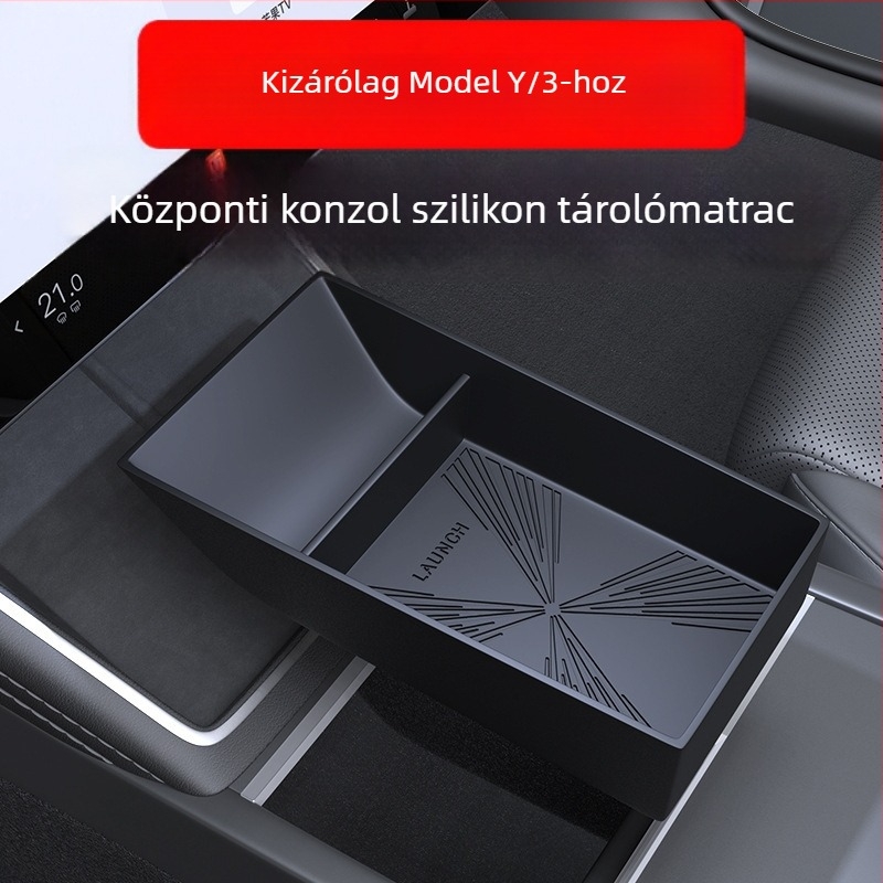 Szilikon anyagú anti-slip tárolórekesz párna a Tesla Model Y3 központi konzolához