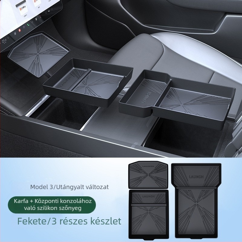 Szilikon anyagú anti-slip tárolórekesz párna a Tesla Model Y3 központi konzolához