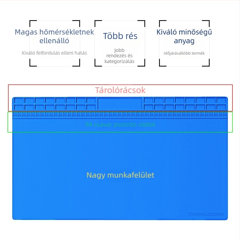 Szilikon javító munkalap mobiltelefonokhoz és digitális kiegészítőkhöz, magas hőmérsékletnek ellenálló, csúszásmentes, korrózióálló, antistatikus