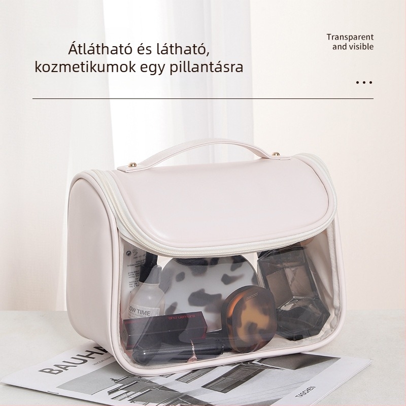 Sminktáska - TPU kocka alakú, vízálló, modern minimalist stílus, utazáshoz és smink tároláshoz