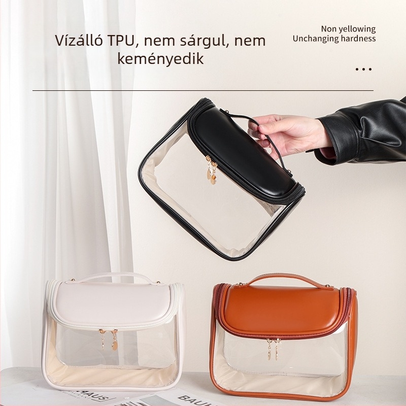 Sminktáska - TPU kocka alakú, vízálló, modern minimalist stílus, utazáshoz és smink tároláshoz