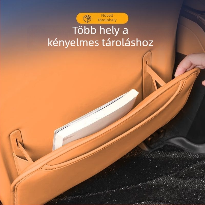 Bőr hátsó ülésvédő tárolózsebbel és kopás elleni védelemmel Leapmotor C10-hez