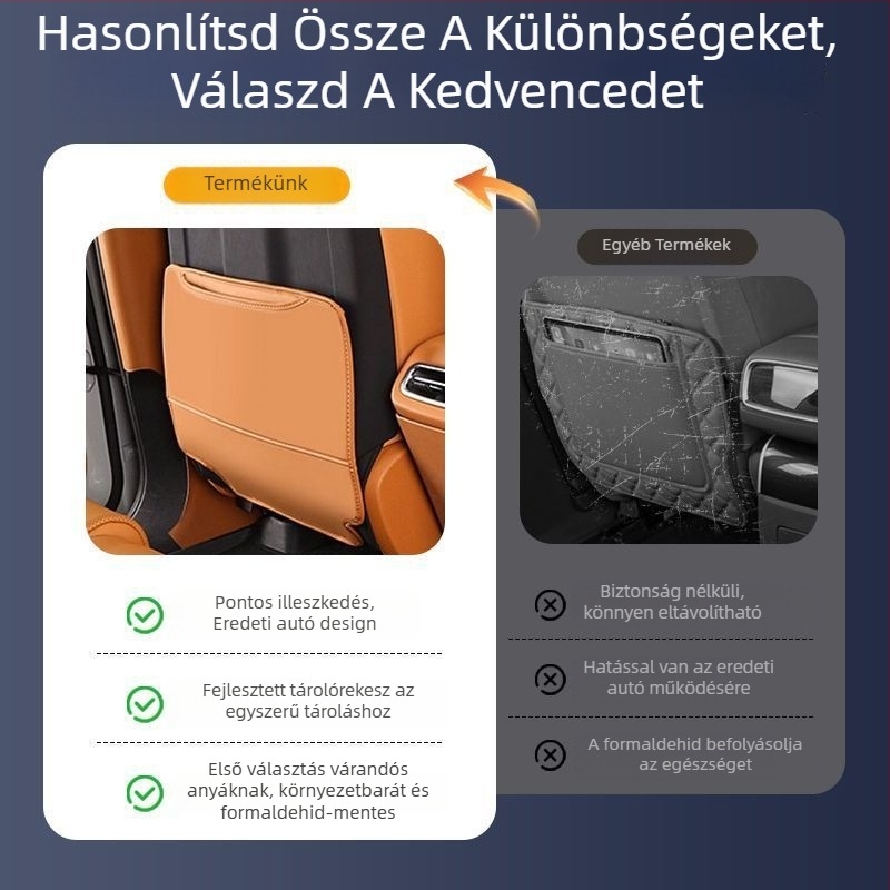 Bőr hátsó ülésvédő tárolózsebbel és kopás elleni védelemmel Leapmotor C10-hez