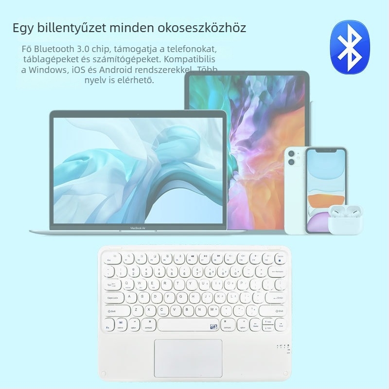 Bluetooth billentyűzet laptophoz és tabletához, 12,9 hüvelyk, ultra vékony, vezeték nélküli, hordozható, light punk stílusban