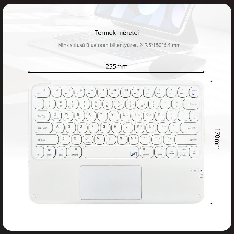 Bluetooth billentyűzet laptophoz és tabletához, 12,9 hüvelyk, ultra vékony, vezeték nélküli, hordozható, light punk stílusban