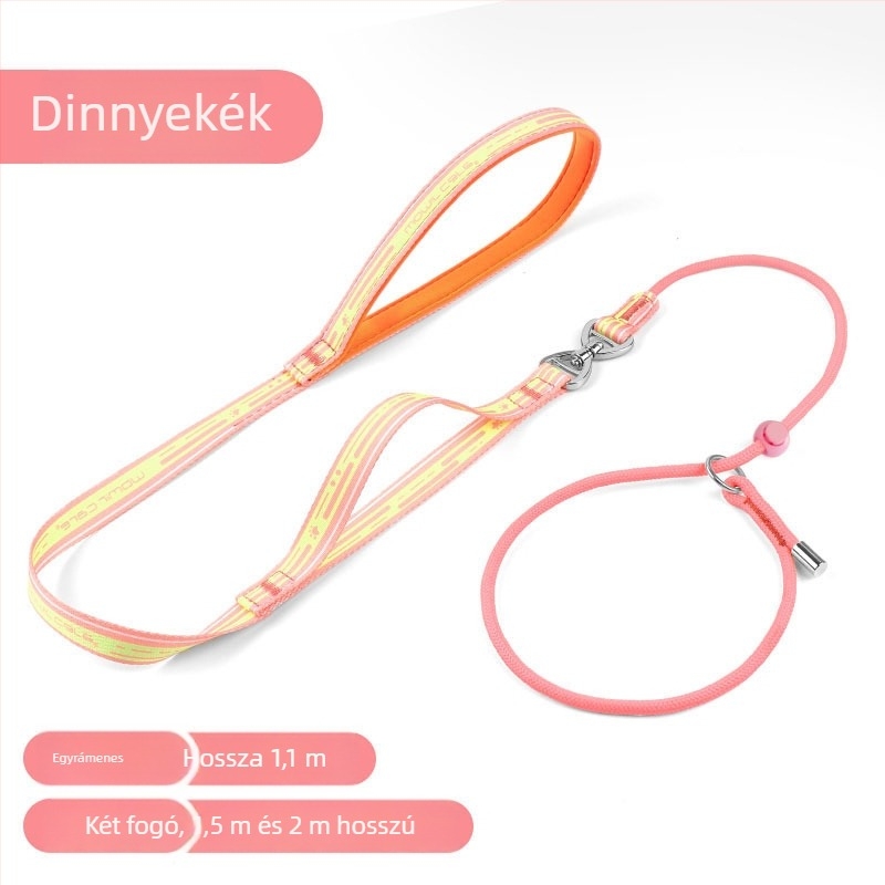 P-formájú edzőpóráz kutyáknak, kis- és közepes méretű fajtákhoz, húzás elleni, összekuszálódás elleni, állítható sétához
