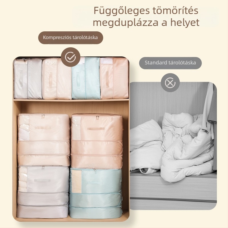 Gyémánt alakú ablakkal ellátott tároló táska - nylon, kocka alakú, szerelés nélkül, ágynemű és ruhák tárolására a hálószobában
