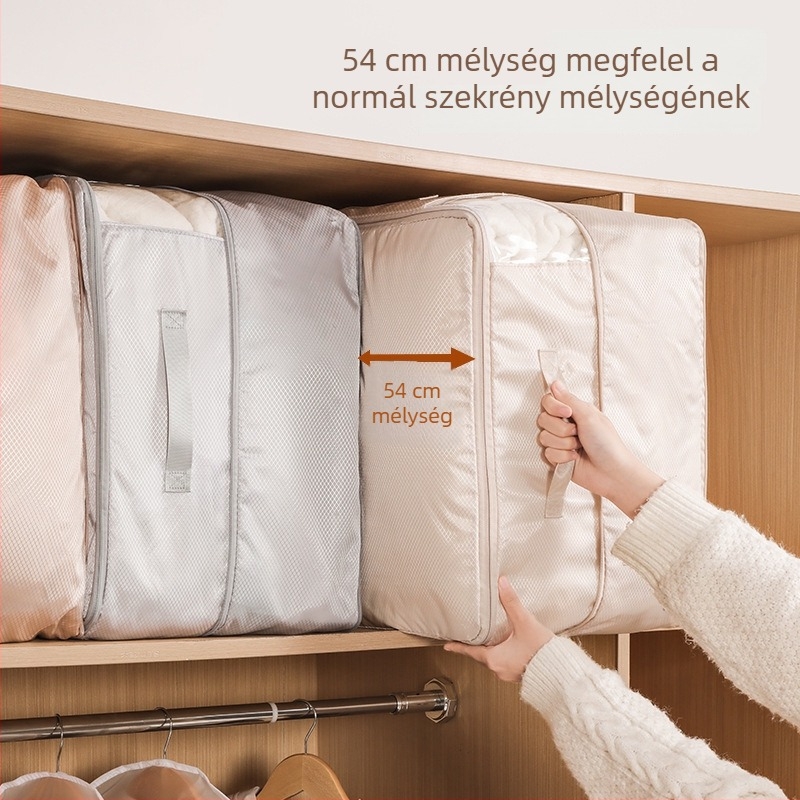 Gyémánt alakú ablakkal ellátott tároló táska - nylon, kocka alakú, szerelés nélkül, ágynemű és ruhák tárolására a hálószobában