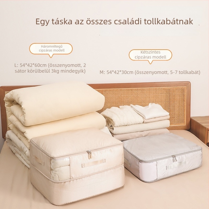 Gyémánt alakú ablakkal ellátott tároló táska - nylon, kocka alakú, szerelés nélkül, ágynemű és ruhák tárolására a hálószobában