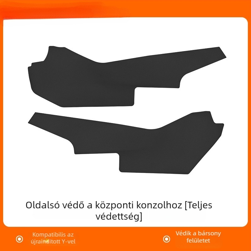 Tesla Model Y középkonzol anti-kick pad, verzió 3, oldalsó panelokkal, TPE anyagból, egyrészes dizájn, testreszabható