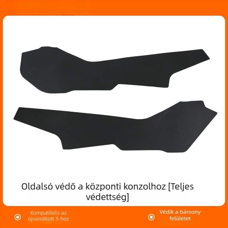 Tesla Model Y középkonzol anti-kick pad, verzió 3, oldalsó panelokkal, TPE anyagból, egyrészes dizájn, testreszabható