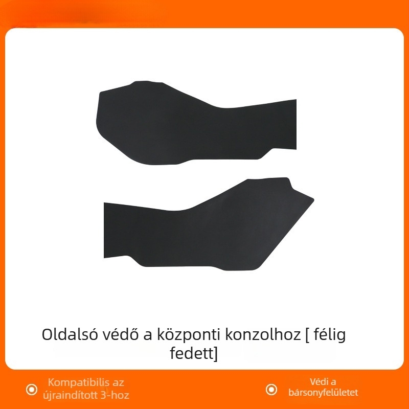 Tesla Model Y középkonzol anti-kick pad, verzió 3, oldalsó panelokkal, TPE anyagból, egyrészes dizájn, testreszabható