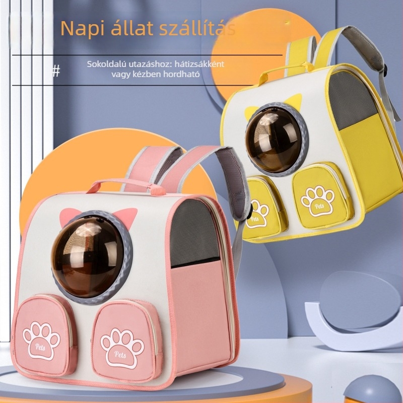 Macskás hátizsák – Nylon, geometriai minta, összecsukható, hordozható