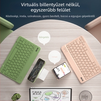 Újratölthető vezeték nélküli Bluetooth billentyűzet, univerzális kompatibilitás, legfeljebb 87 billentyű, ABS anyag, háttérvilágítás nélkül.