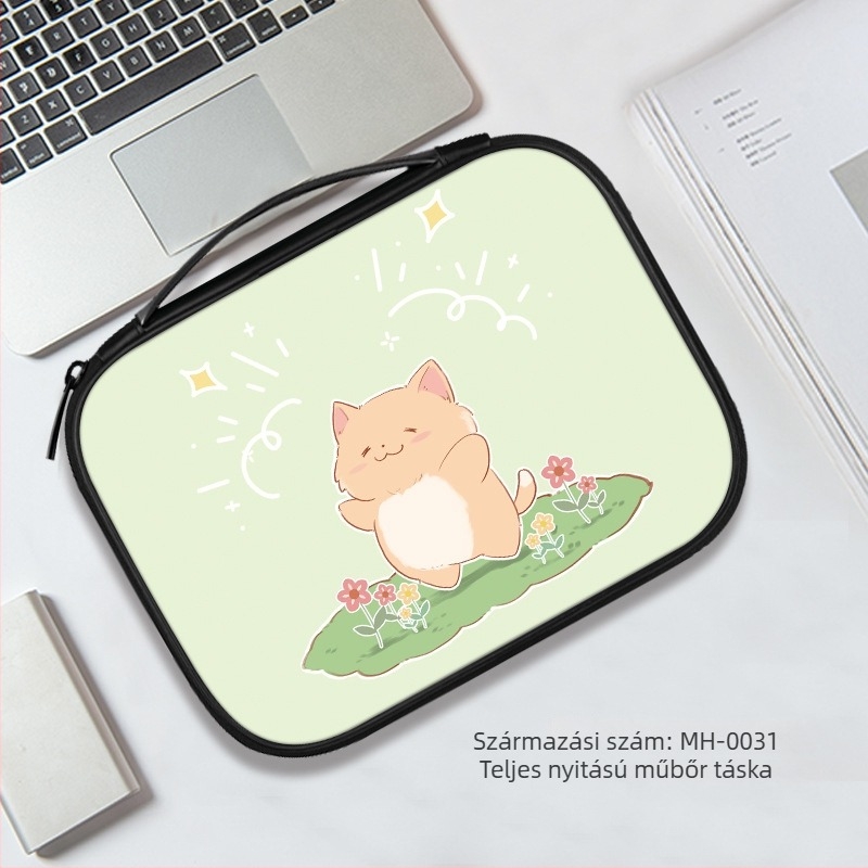 Laptop- és tabletatároló táska belső rekesszel – PU anyag, ultrakönnyű, kopásálló, rezgésálló, anime mintázat