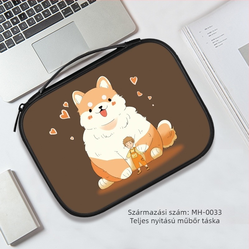 Laptop- és tabletatároló táska belső rekesszel – PU anyag, ultrakönnyű, kopásálló, rezgésálló, anime mintázat