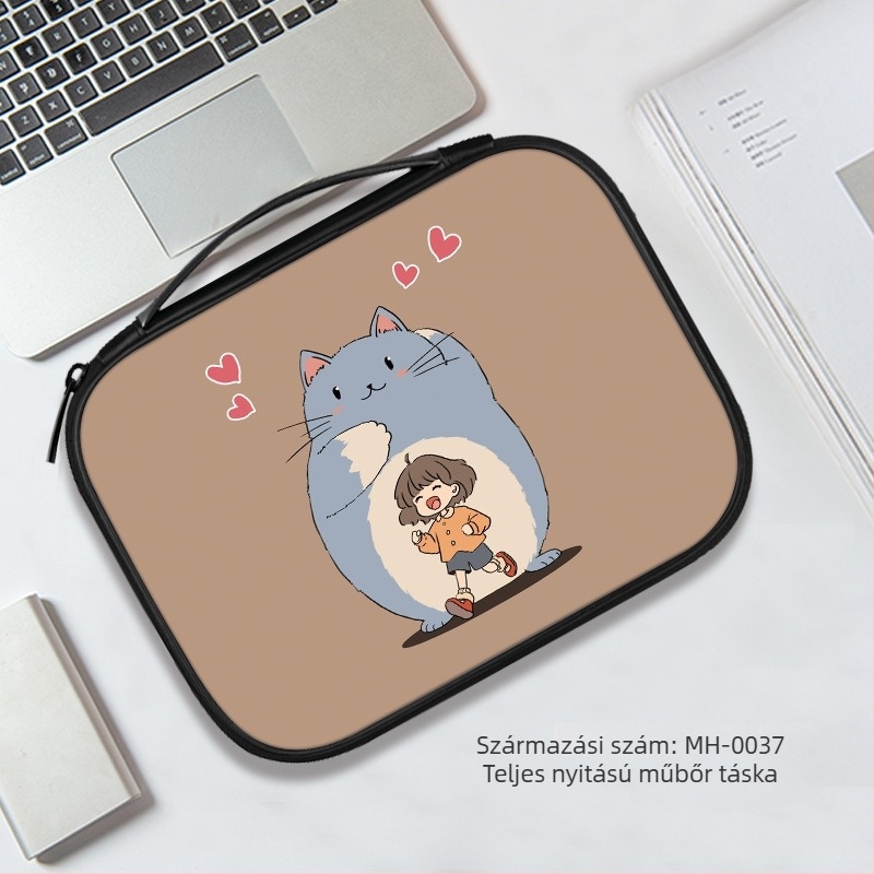 Laptop- és tabletatároló táska belső rekesszel – PU anyag, ultrakönnyű, kopásálló, rezgésálló, anime mintázat