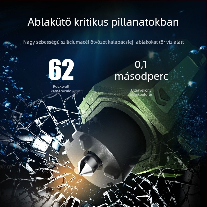 Autóba szerelt multifunkciós ablakbetörő kalapács, mini hordozható biztonsági kalapács vágóval vészhelyzeti meneküléshez