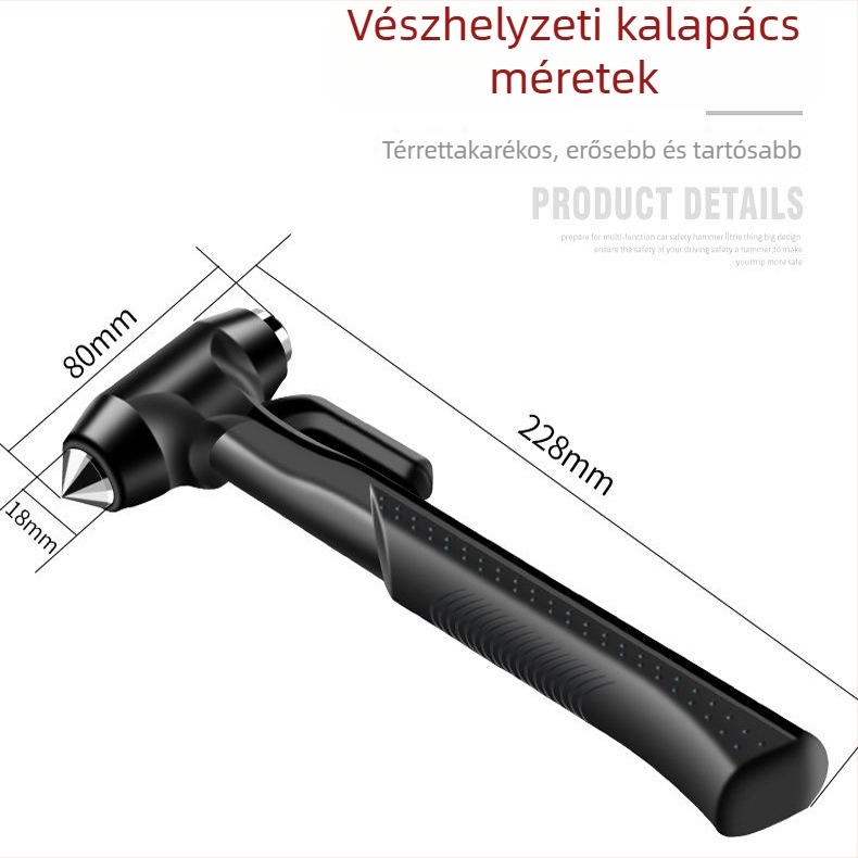 Autómentő kalapács – multifunkcionális kialakítás: ablak betörése, fejsze fej, menekülő eszköz — Márka: OTHER; Anyag: OTHER; Eredet: OTHER; Testreszabás: Nincs; Súly: OTHER
