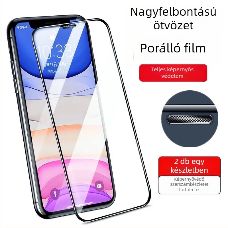 iPhone 14 Pro Maxhoz temperált kijelzővédő fólia — teljes előlapos fedettség, HD élesség