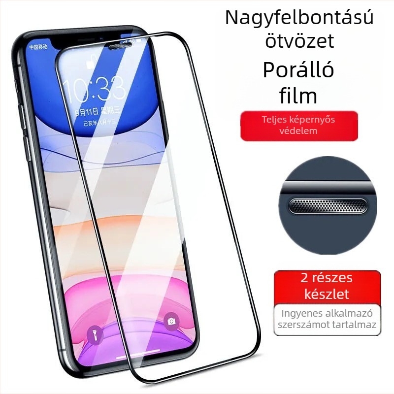 iPhone 14 Pro Maxhoz temperált kijelzővédő fólia — teljes előlapos fedettség, HD élesség