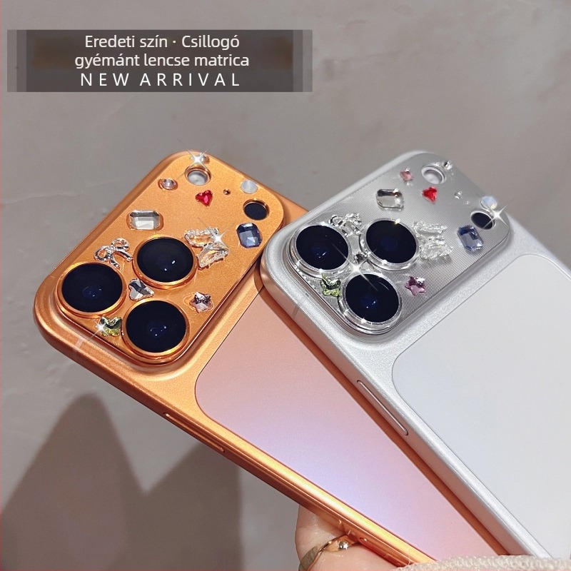 iPhone 17 Pro Max és 15 Pro kamera lencséje védő gyűrű gyémánttal díszített rhinestone-díszítéssel, 13 csillagos dizájn