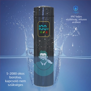 Intelligens indukciós elektromos borotva, 1 forgó fej, vízálló, USB-töltés, beépített 1000–1200 mAh akkumulátor, több mint 60 perc üzemidő