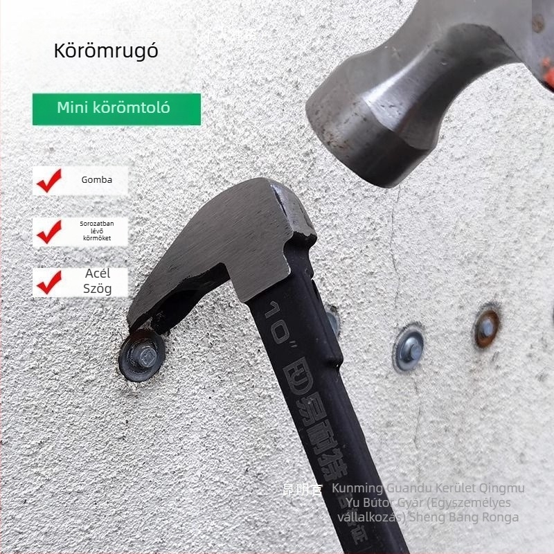 Hexagonális széntartalmú acélból készült szögkihúzó és többfunkciós eszköz kalapáccsal